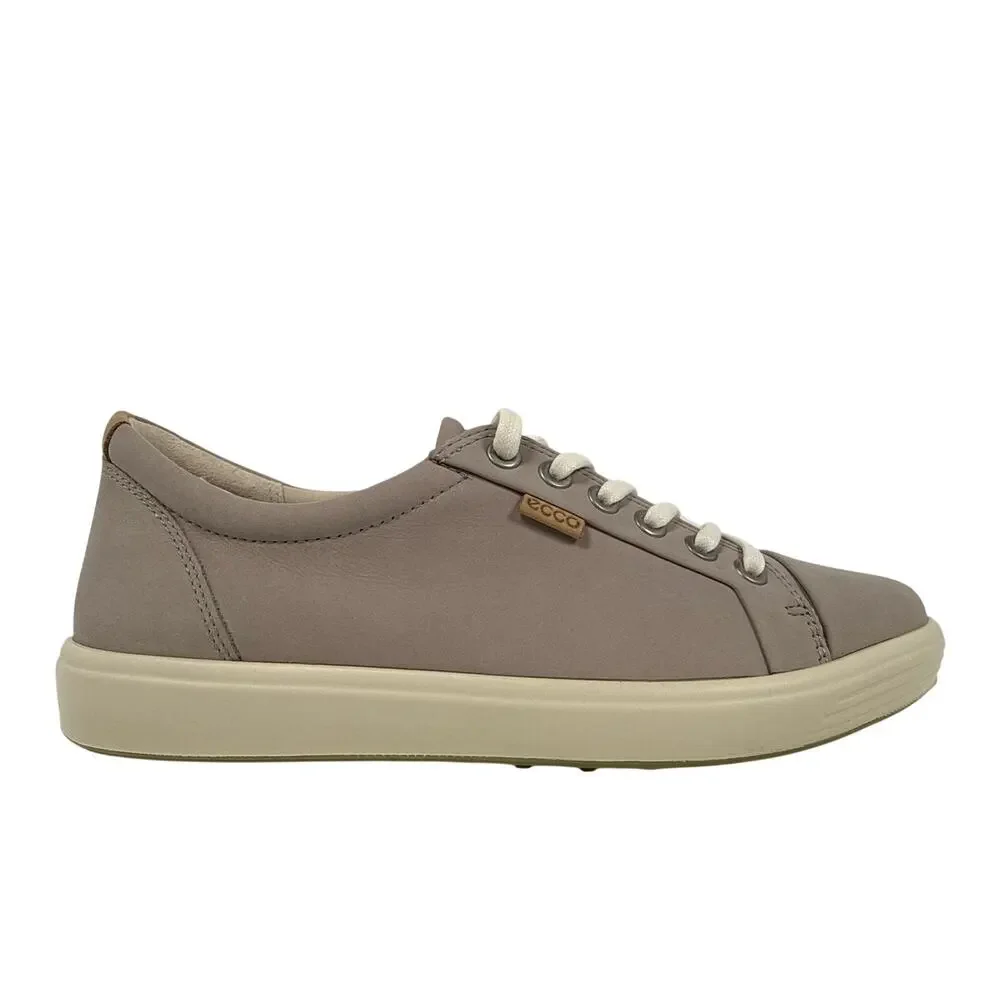 Ecco Soft 7 Casual Sneaker Womens‎ 7 7.5 EU 38 Nubuck Leather Grey Rose Flat
